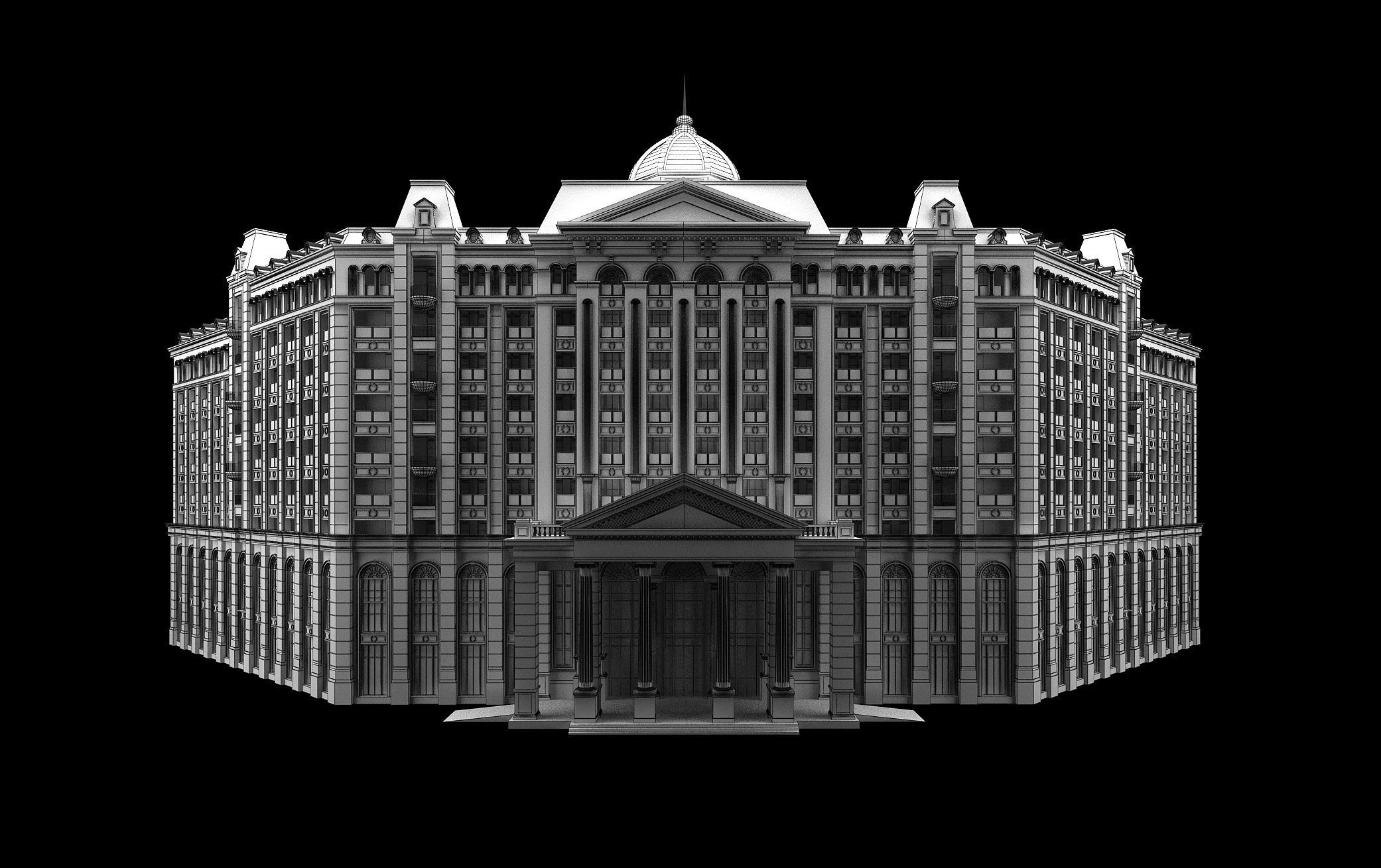 hotel building 3D model_6