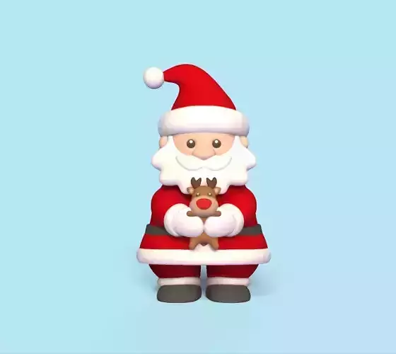 Santa Claus and Deer 3D print model