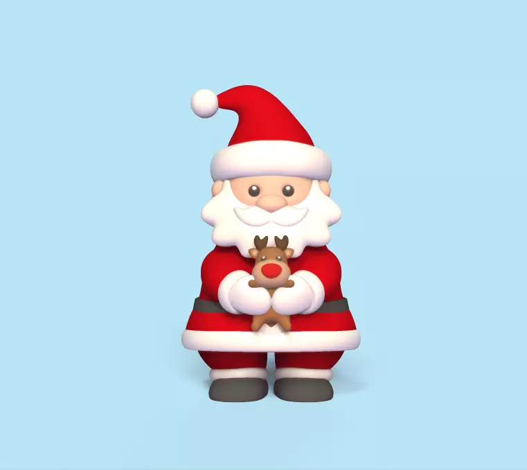 Santa Claus and Deer 3D print model_0