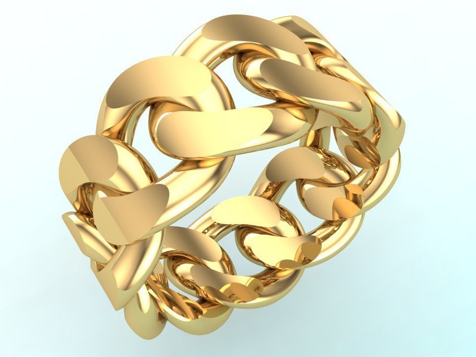 Chain ring - Miami Cuban ring - Link ring - Size 07 3D print model_7