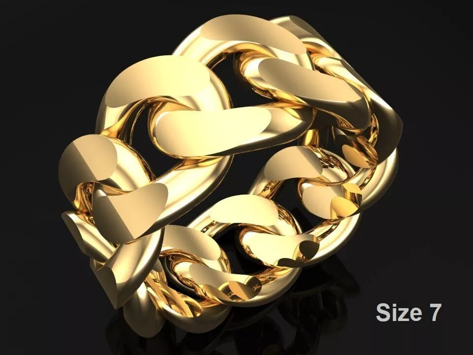 Chain ring - Miami Cuban ring - Link ring - Size 7 3D print model