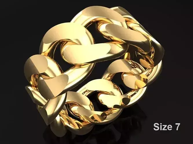 Chain ring - Miami Cuban ring - Link ring - Size 7