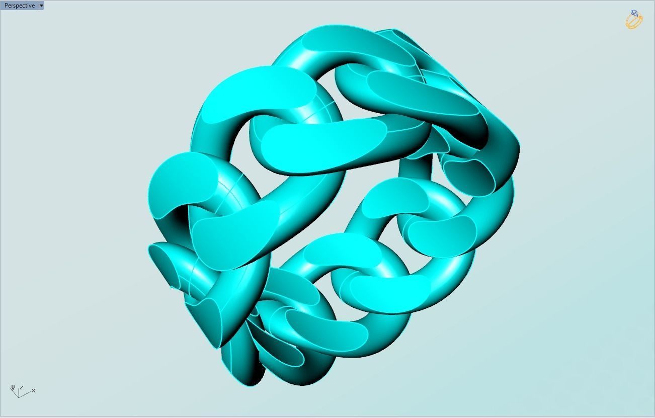 Chain ring - Miami Cuban ring - Link ring - Size 11 3D print model_12