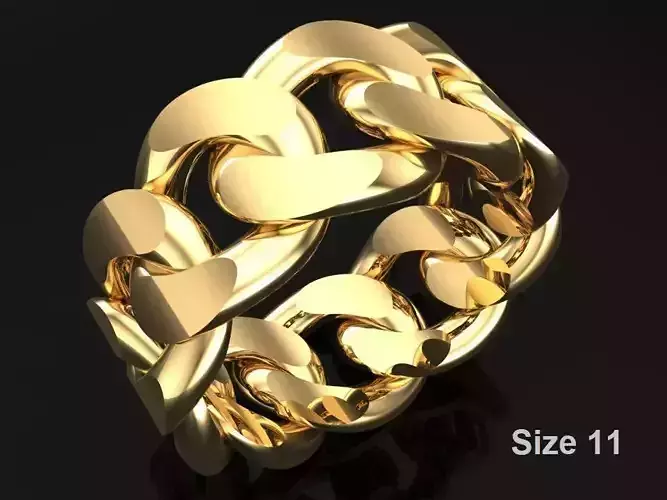 Chain ring - Miami Cuban ring - Link ring - Size 11 3D print model Chain ring - Miami Cuban ring - Link ring - Size 11 3D print model
