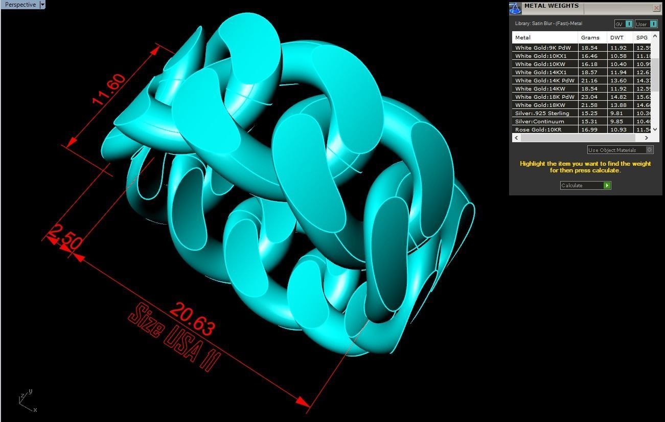Chain ring - Miami Cuban ring - Link ring - Size 11 3D print model_6