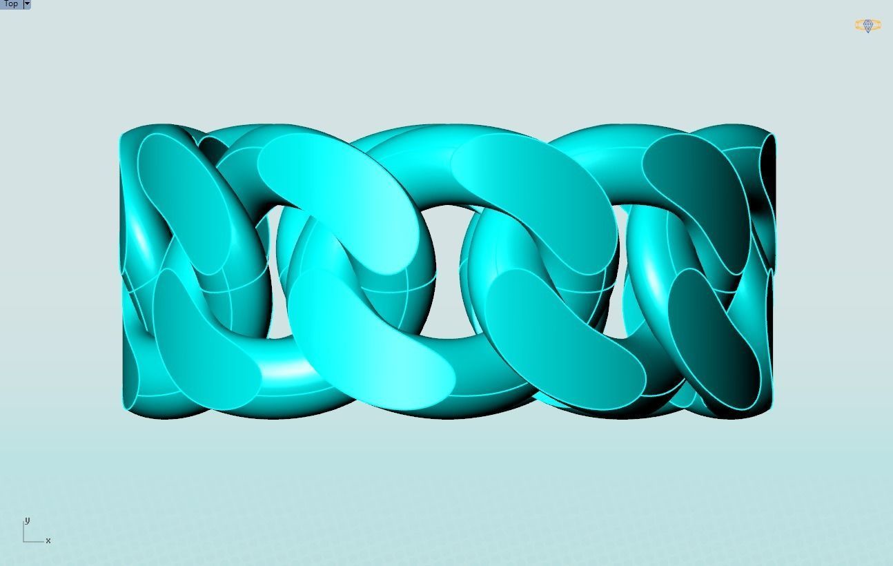 Chain ring - Miami Cuban ring - Link ring - Size 11 3D print model_13