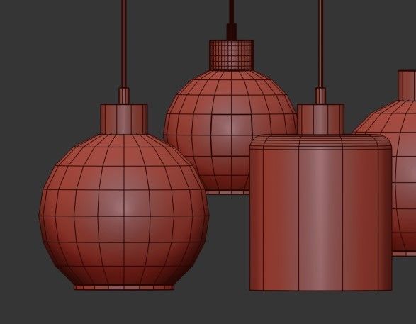 Sintra five light pendant with glass bulbs hanging from metal... 3D model_2