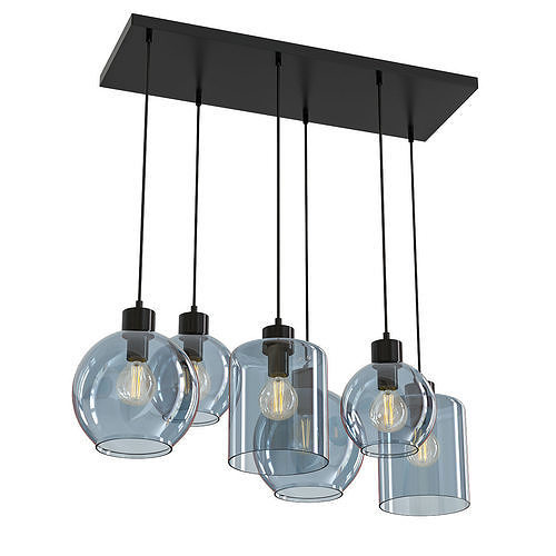 Sintra five light pendant with glass bulbs hanging from metal... 3D model