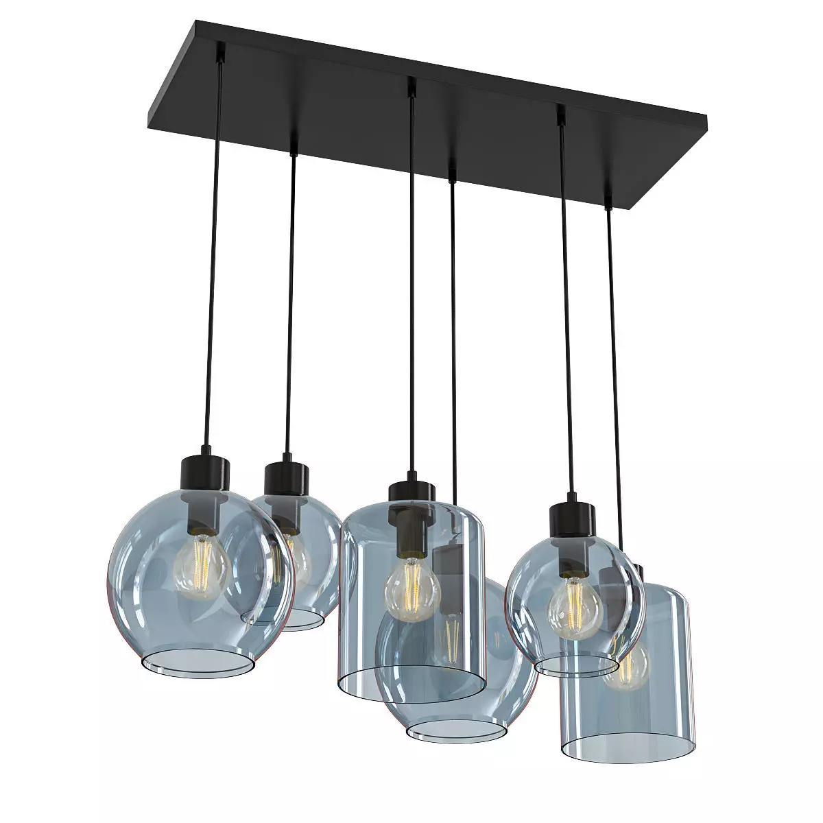 Sintra five light pendant with glass bulbs hanging from metal... 3D model_0