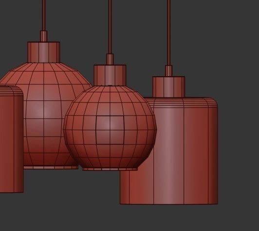 Sintra five light pendant with glass bulbs hanging from metal... 3D model_3