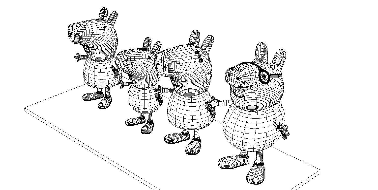 Pigs  family Low-poly 3D model_2