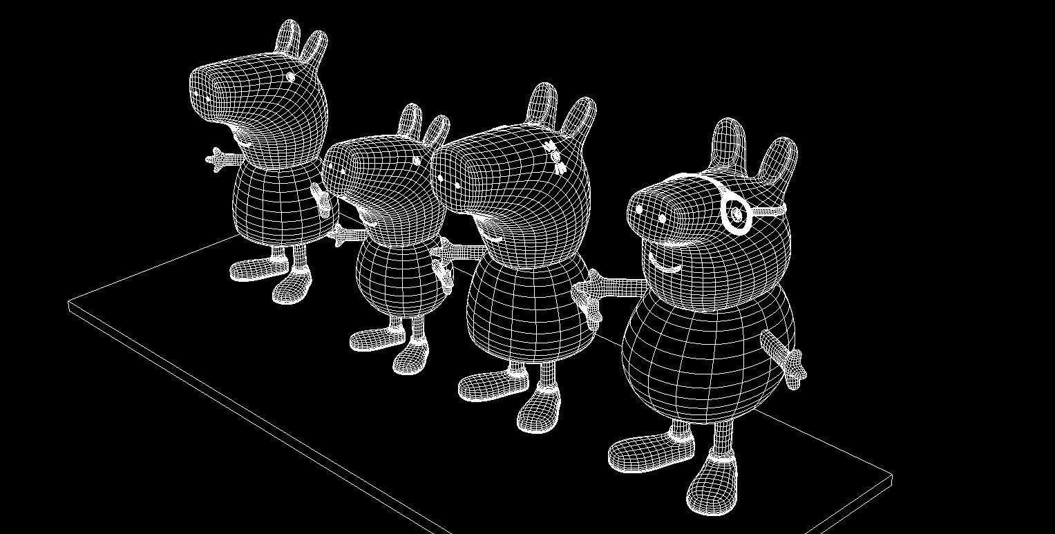 Pigs  family Low-poly 3D model_3