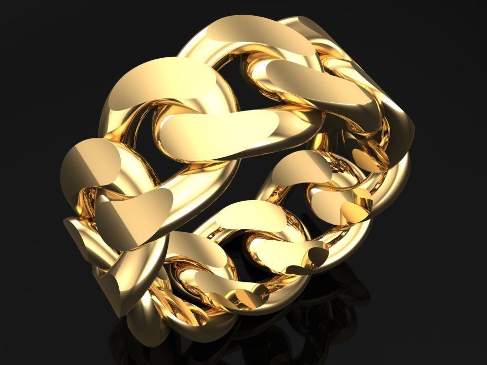Chain ring - Miami Cuban ring - Link ring - Size 6 - 11 3D Model Collection_13