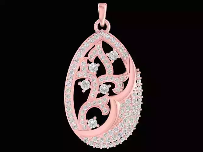 Elegant Letter B Pendant with Diamond Accents 3D Model 2413