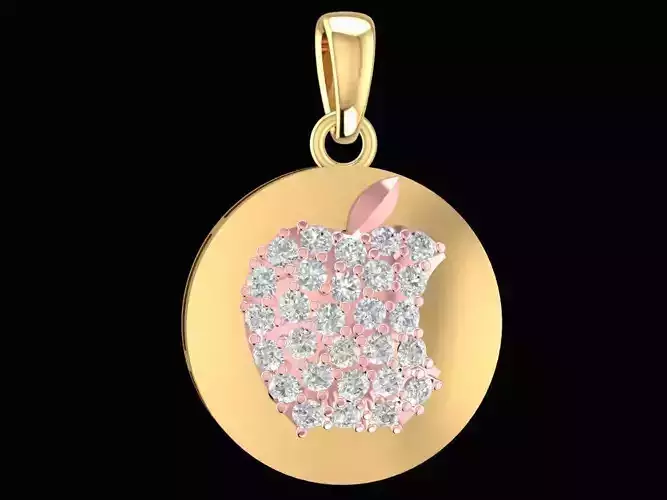 Diamond Apple Pendant Round Shape Jewelry 632 2414