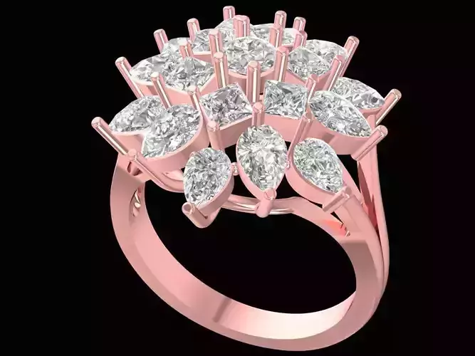 Luxury Floral Marquise Diamond Cluster Ring for Women 2419