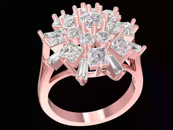 Elegant Cluster Baguette Diamond Ring for Women 2420