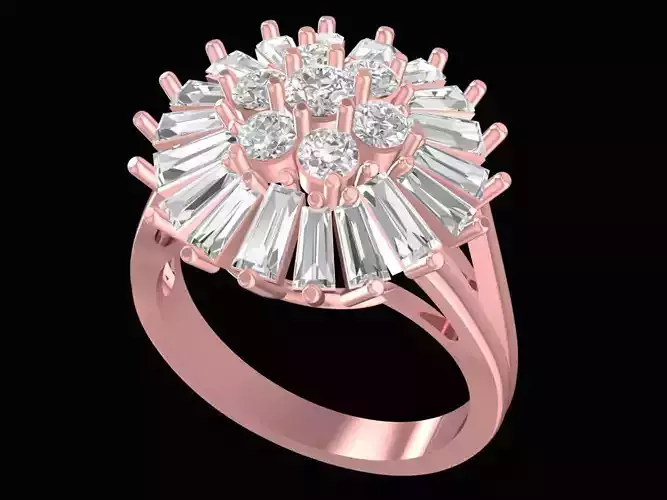 Elegant Flower Cluster Diamond Ring 2421