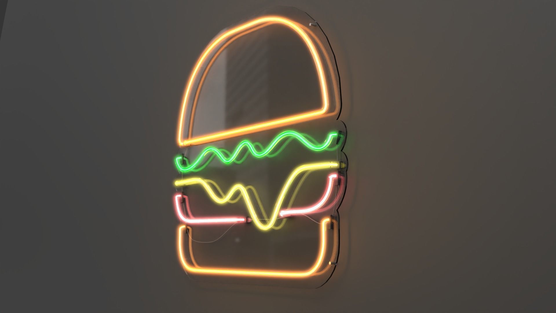 Burger - Neon Sign 3D model_4