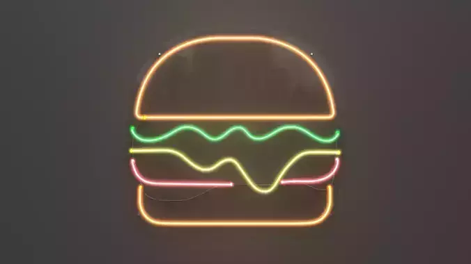 Burger - Neon Sign 3D model