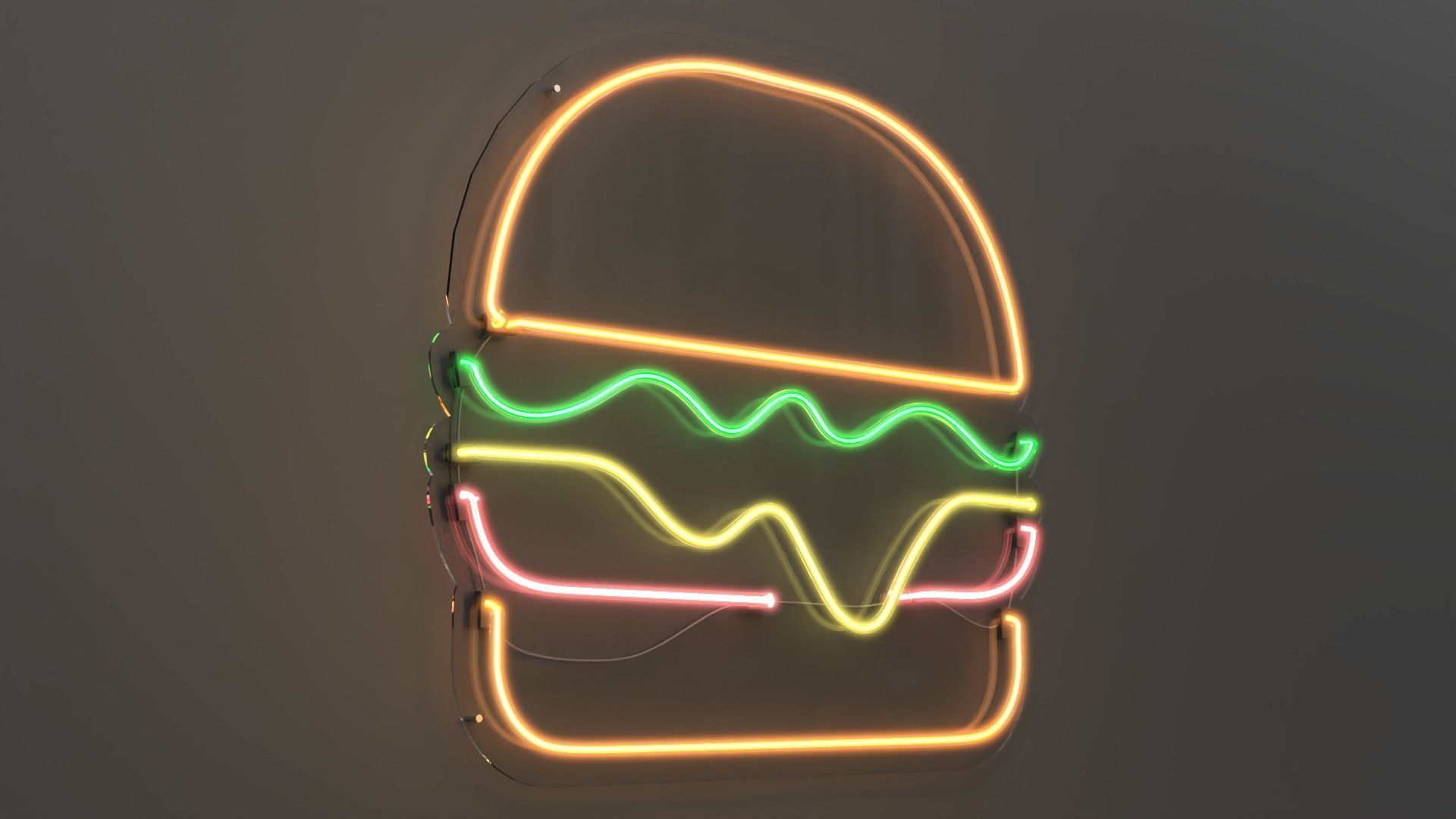 Burger - Neon Sign 3D model_2