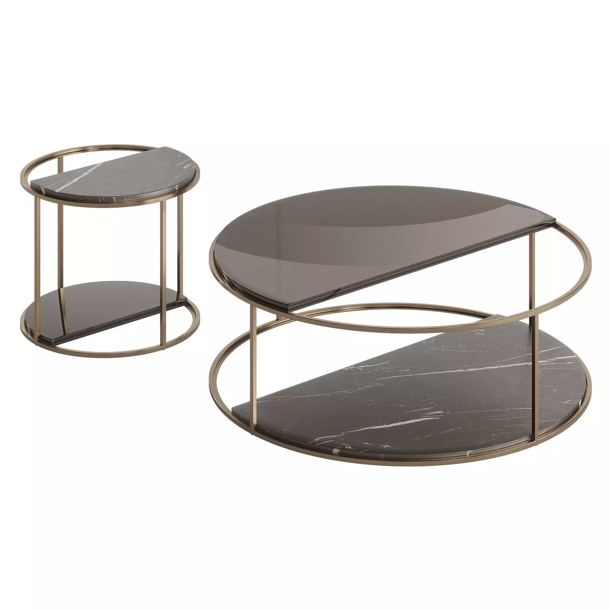 Fendi Boogie Circle Portoro Palladium Marble Low-poly 3D model_0