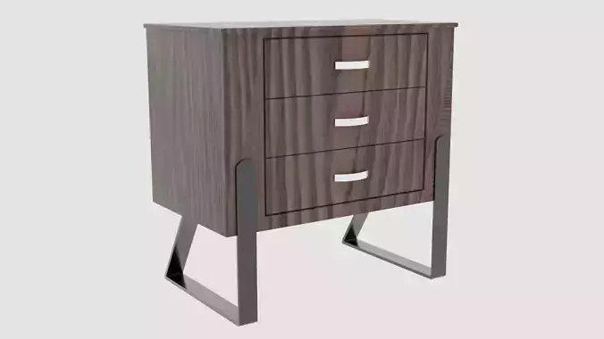 cupboard bedside table with three drawers