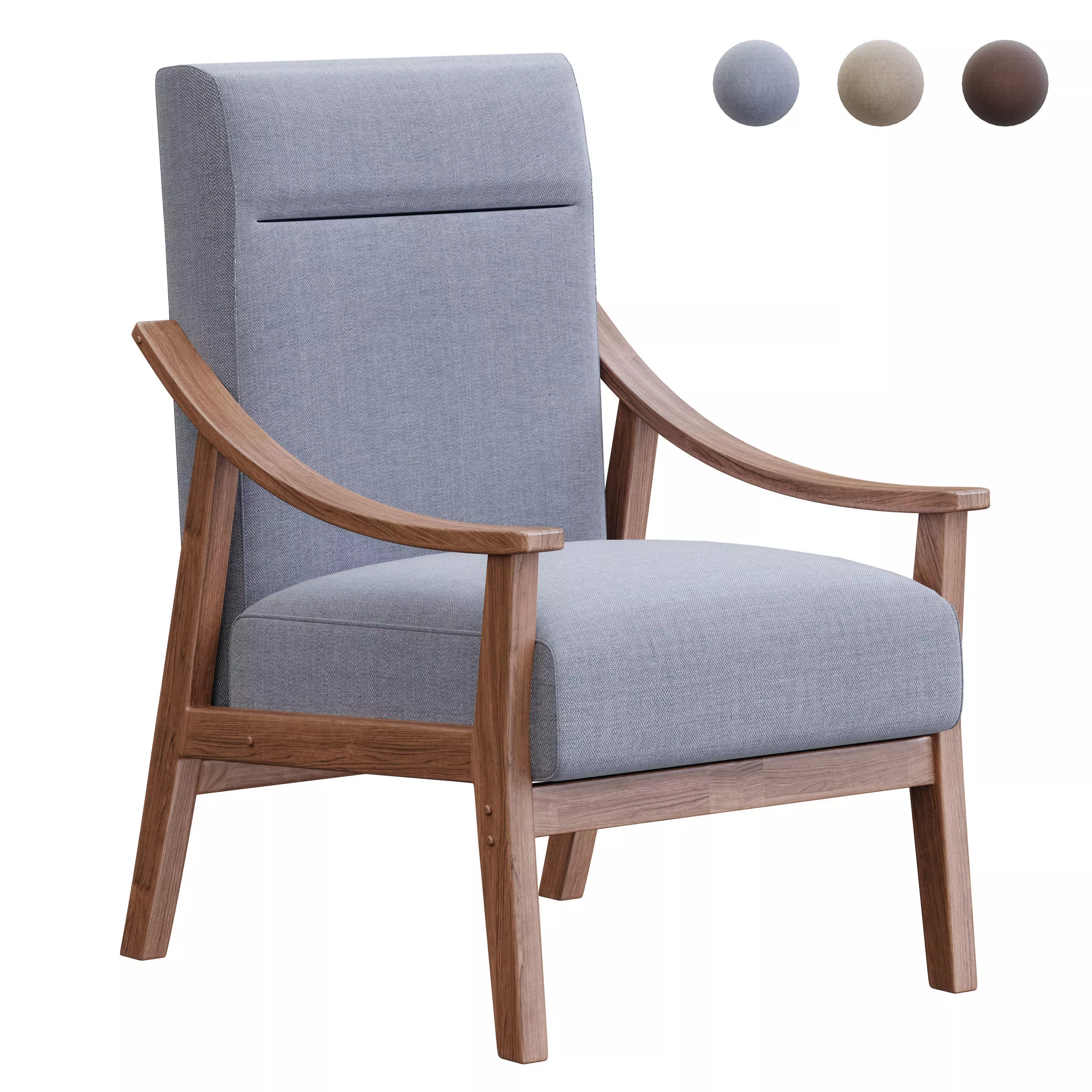 Solid Wood Sofa Chair Lumbar Support Lounge Armchair Ventilate 3D model
