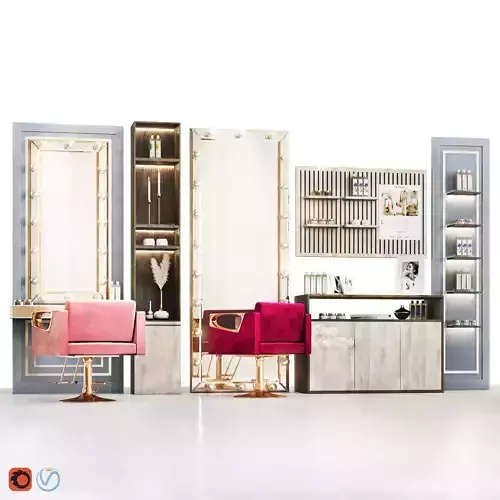 Beautysalon07 beauty salon with chairs and mirrors Low-poly 3D model