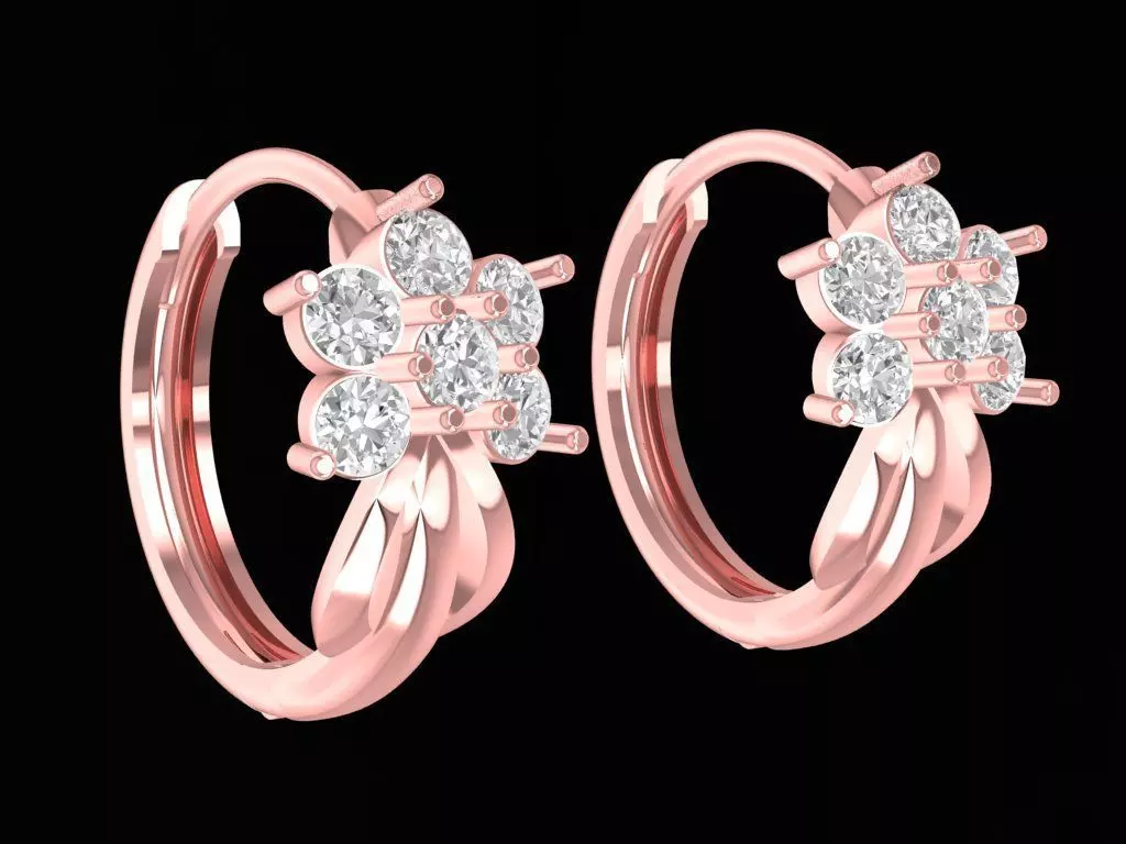 Flower Diamond Hoop Earrings 2422 3D print model