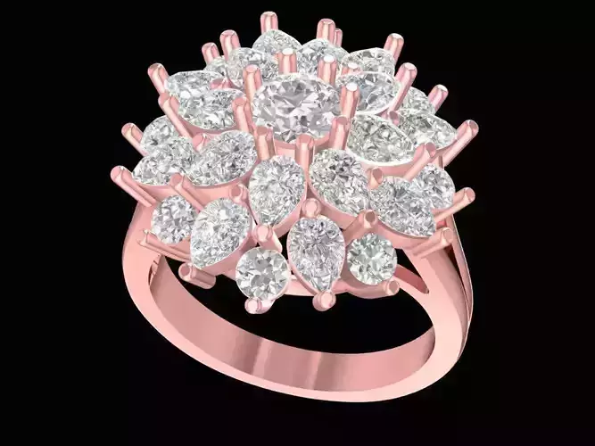 Luxury Multi Layer Flower Diamond Ring for Women 2423