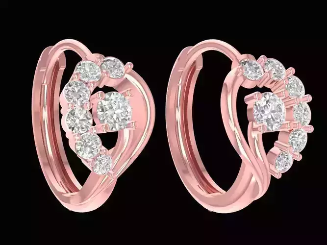 Elegant Cluster Diamond Earrings 3D Model 2426