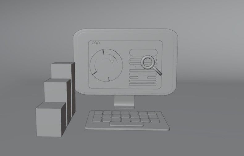 3D SEO monitor and browser 3D model_1