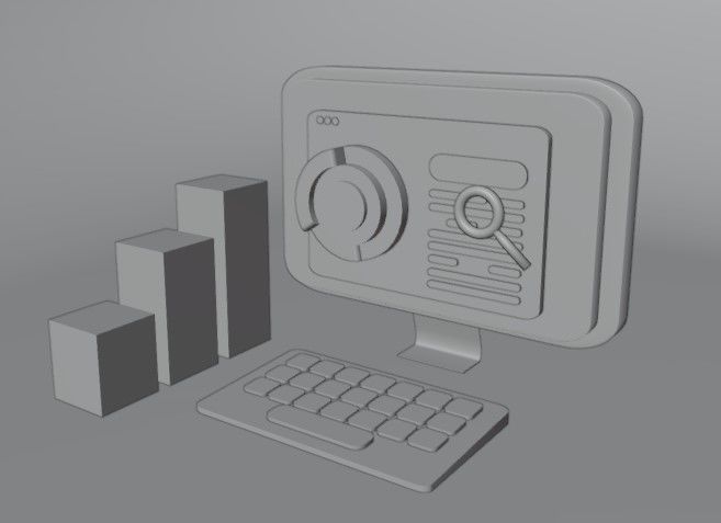 3D SEO monitor and browser 3D model_2