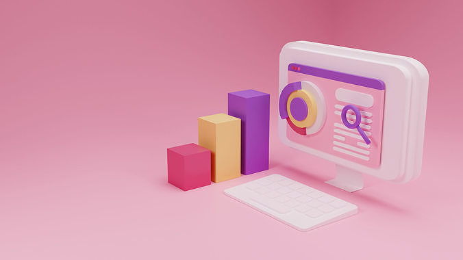 3D SEO monitor and browser 3D model