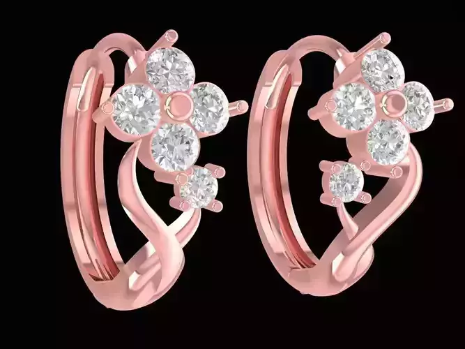 Elegant Floral Diamond Earrings Jewelry 2428