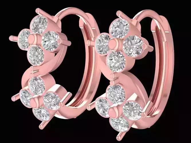 Elegant Floral Diamond Hoop Earrings for Women 2430