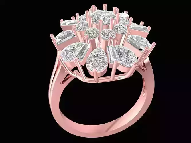 Luxury Multi Layer Flower Cluster Diamond Ring for Women 2432
