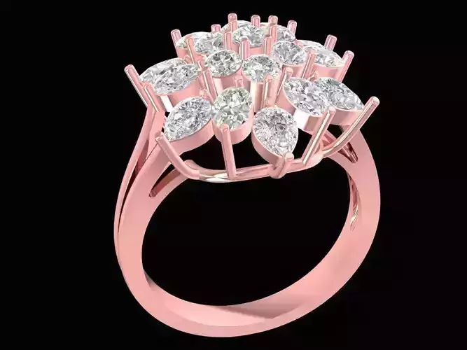 Luxury Cluster Flower Diamond Ring for Women 2433