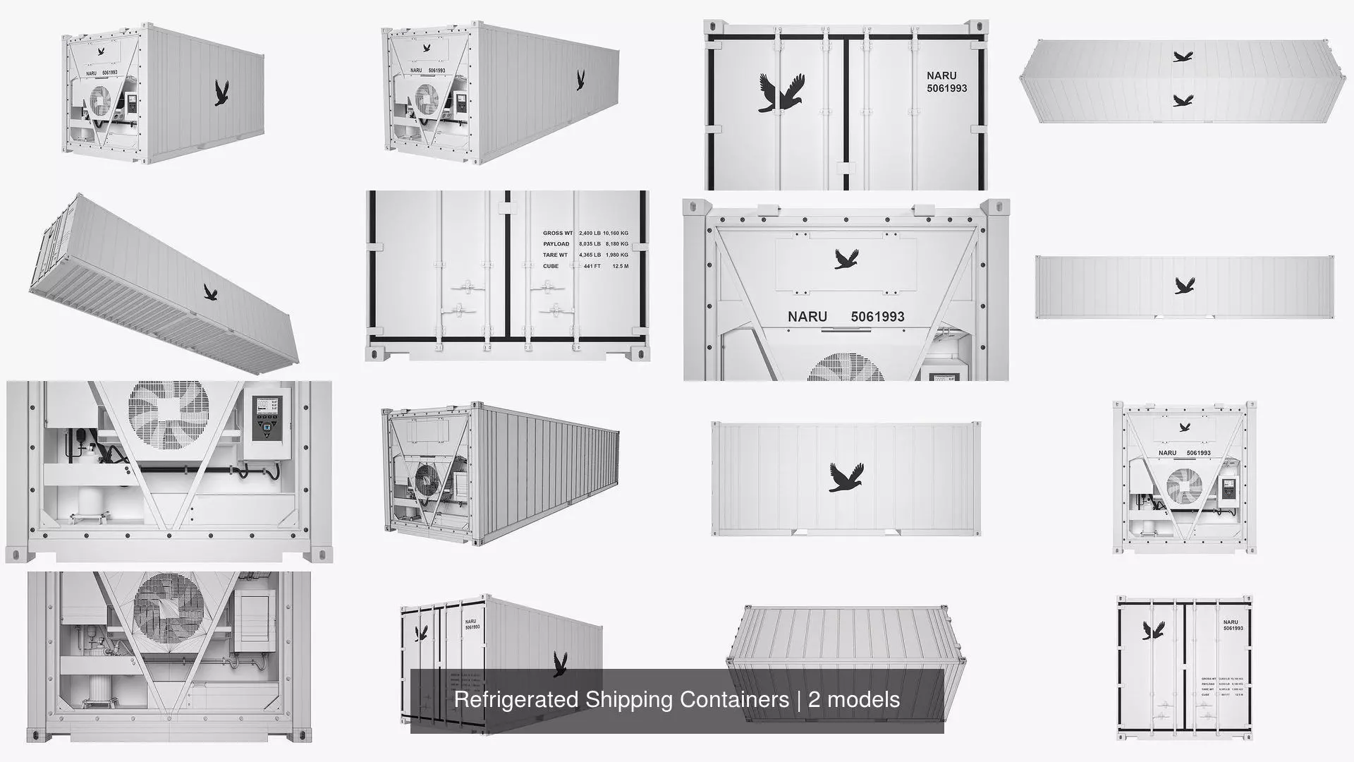 Refrigerated Shipping Containers 3D Model Collection_1