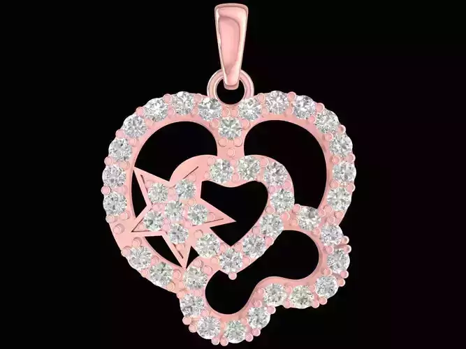 Double Heart Star Pendant Jewelry 6195 2438