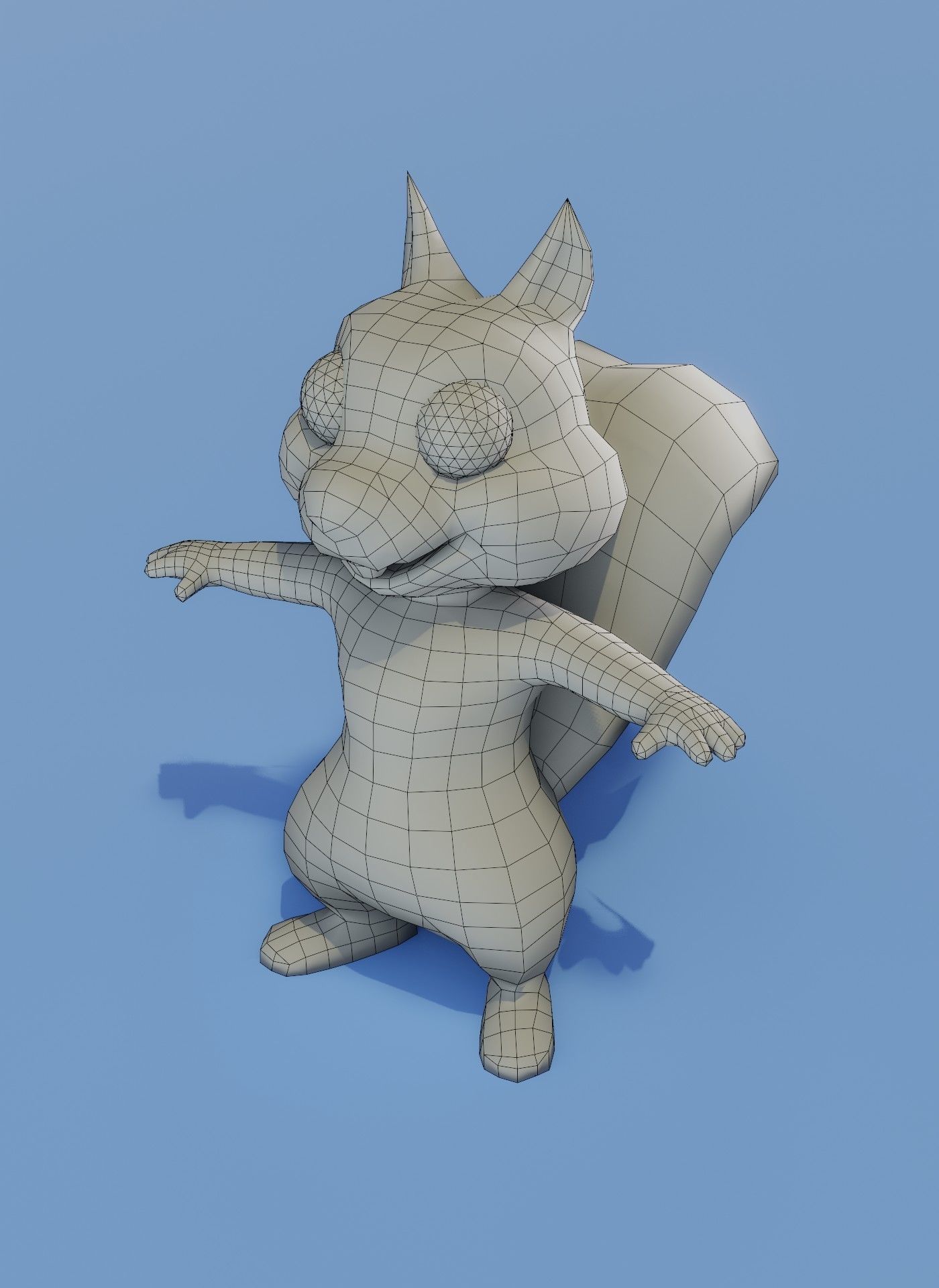 Cartoon Squirrel Rigged Base Mesh 3D Model Low-poly 3D model_2