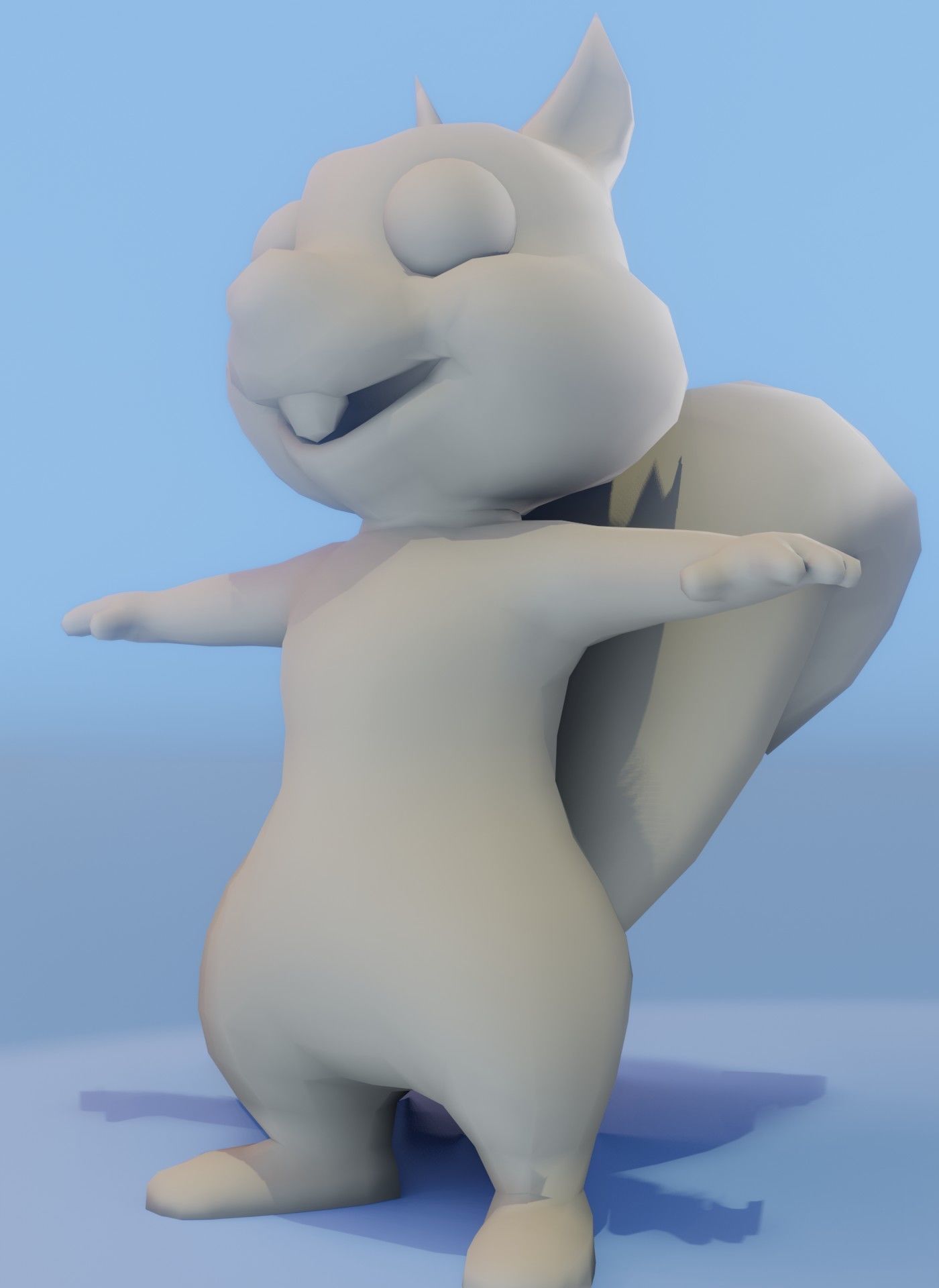 Cartoon Squirrel Rigged Base Mesh 3D Model Low-poly 3D model_5