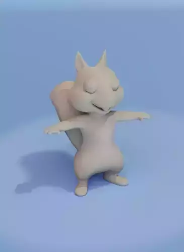 Cartoon Squirrel Rigged Base Mesh 3D Model Low-poly 3D model