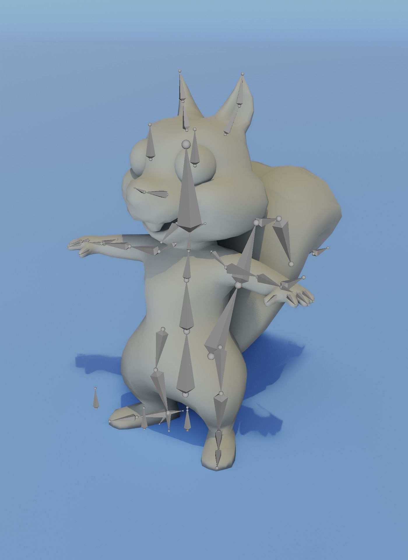 Cartoon Squirrel Rigged Base Mesh 3D Model Low-poly 3D model_3