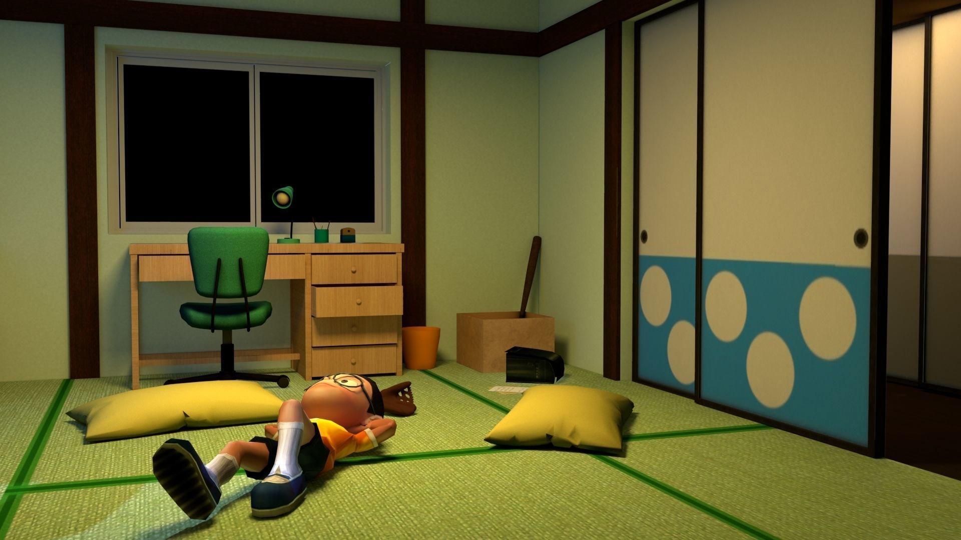 Nobita room Low-poly Low-poly 3D model_1