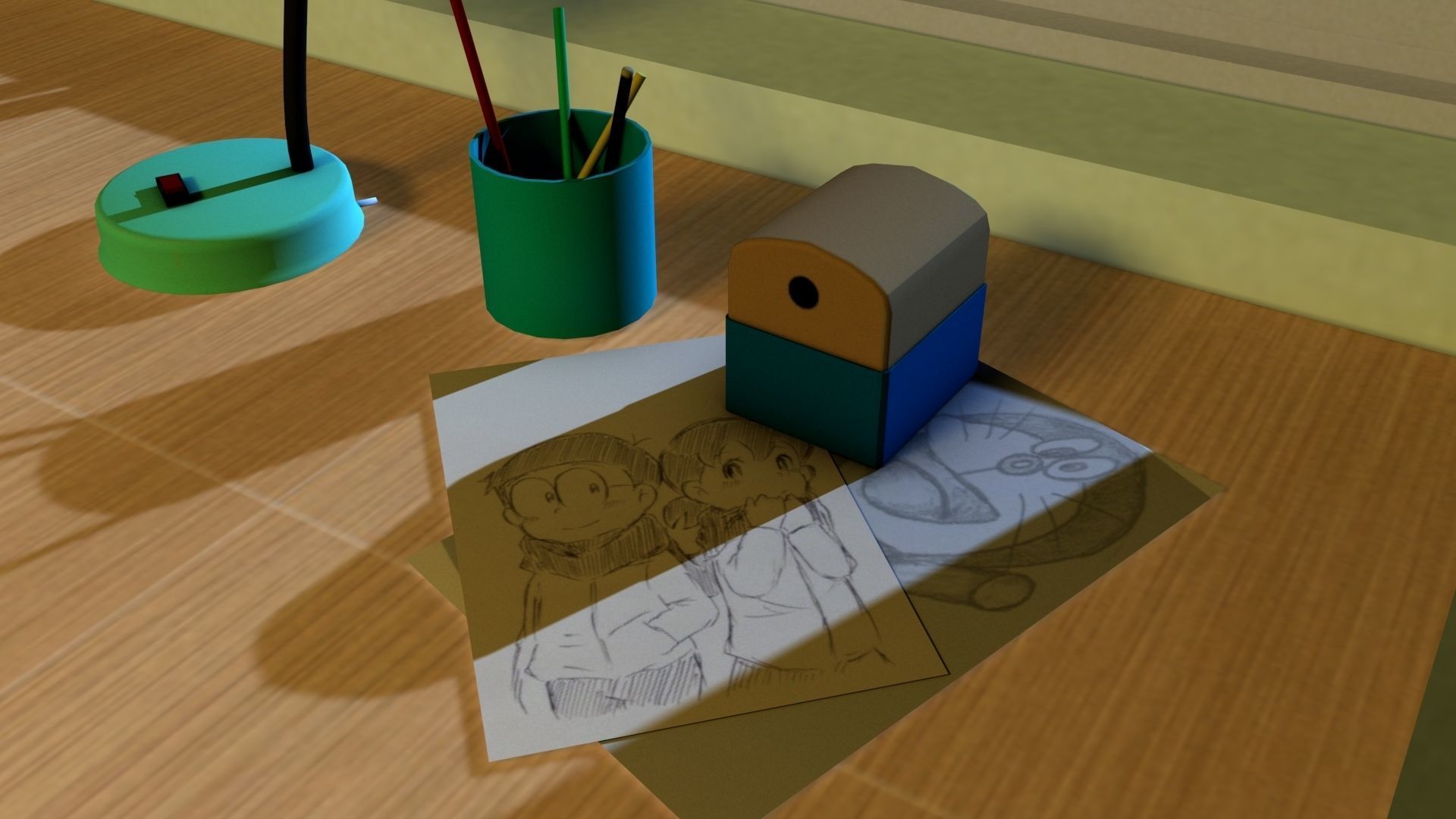 Nobita room Low-poly Low-poly 3D model_4