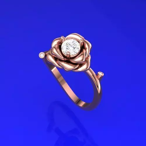 solitaire rose ring  3D model_0