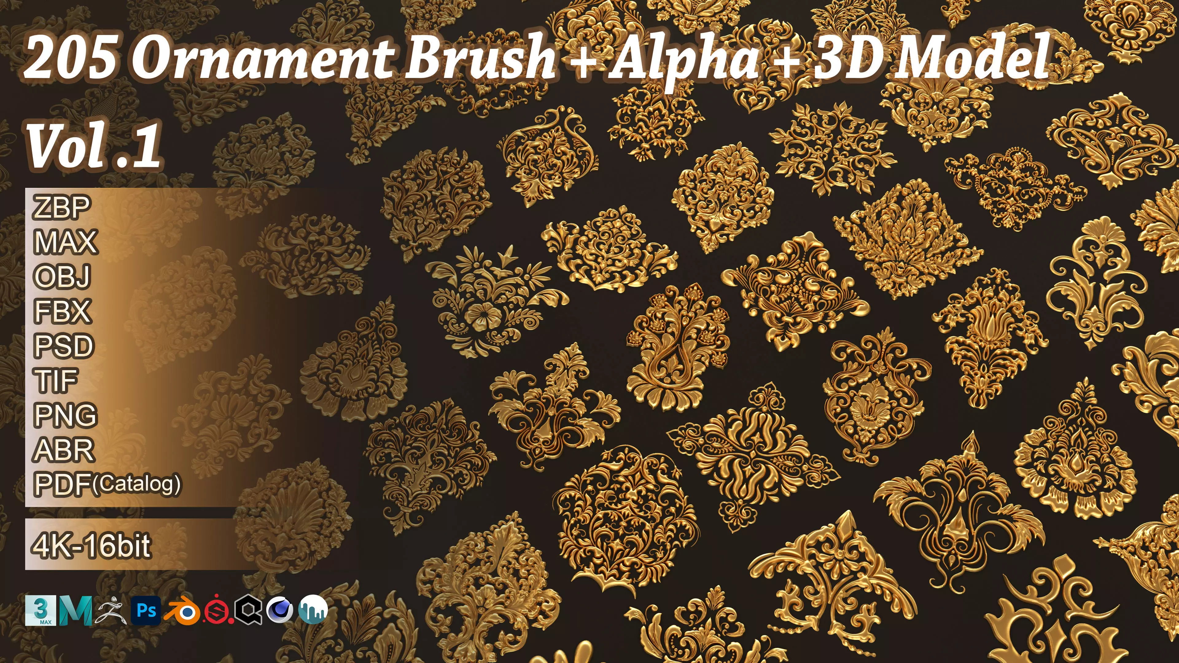 205 Ornament Brush Alphas 3D model vol 1  3D model_0