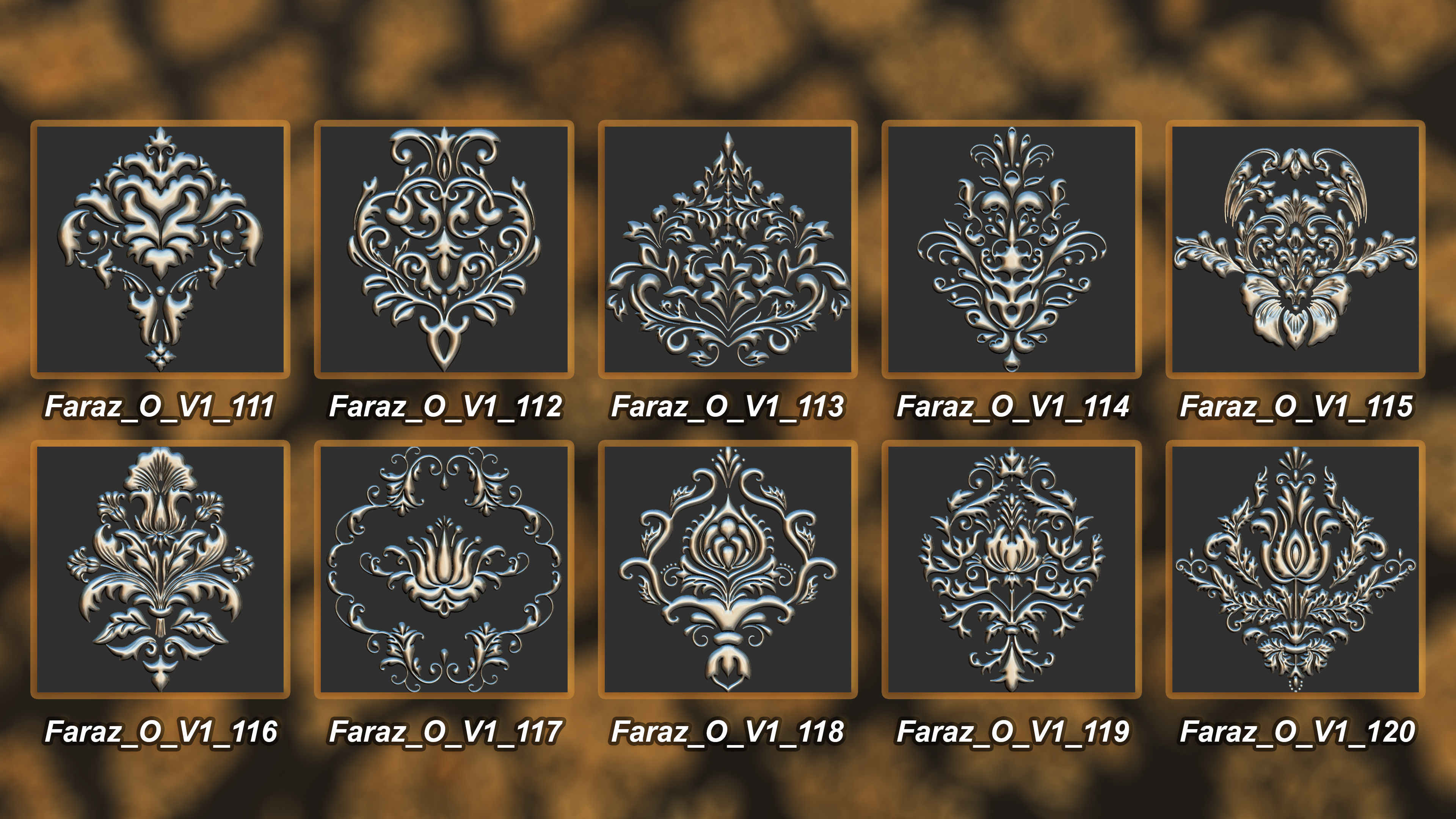 205 Ornament Brush Alphas 3D model vol 1  3D model_12